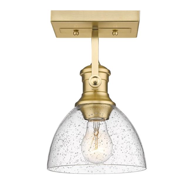 Golden Lighting Hines 1 Light 7 inch Semi Flush Mount in Brushed Champagne Bronze with Seeded Glass 3118-1SF BCB-SD